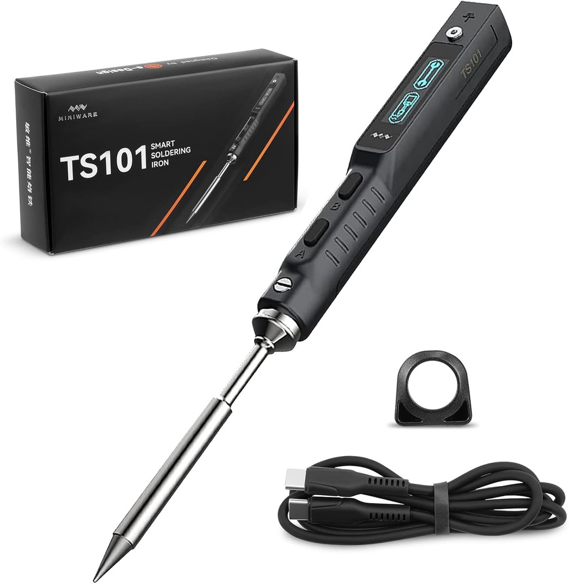 SnelShoppen - Soldering Iron 65W met Intelligente Temperatuurinstelling, LED Display, DC5525 Power Interface en USB-C voor Elektrische Reparaties, Com