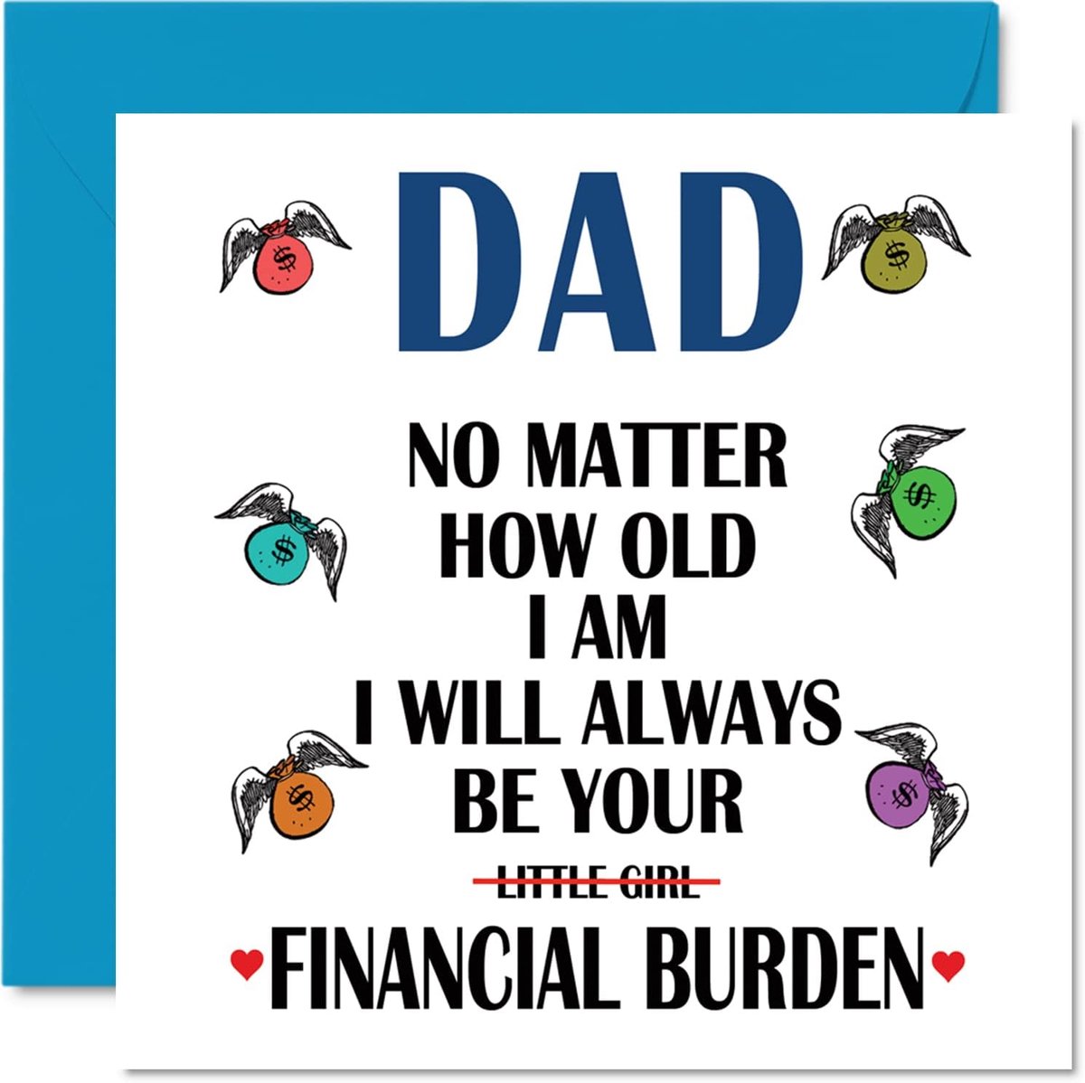SnelShoppen - Grappige Verjaardagskaarten voor Vader - Financiële Last - Humoristische Gelukkige Verjaardag Kaart voor Papa van Dochter, Vaderdag Groe