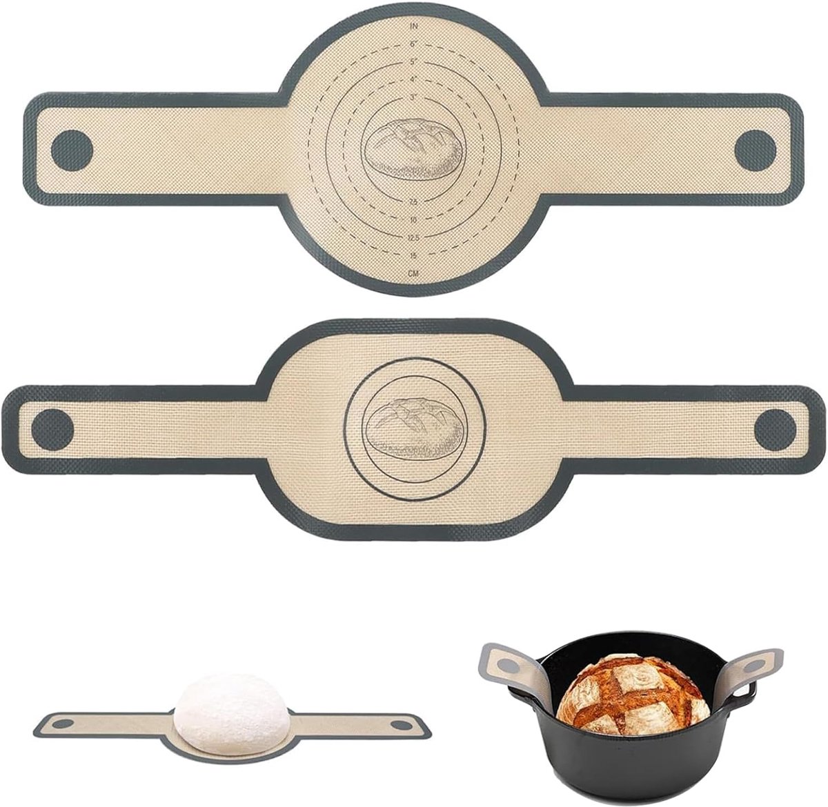 SnelShoppen - Silicone Brood Garland voor Dutch Oven - Non-Stick Herbruikbare Bakmat Set met Hittebestendige Handvatten - Milieuvriendelijke Sourdough