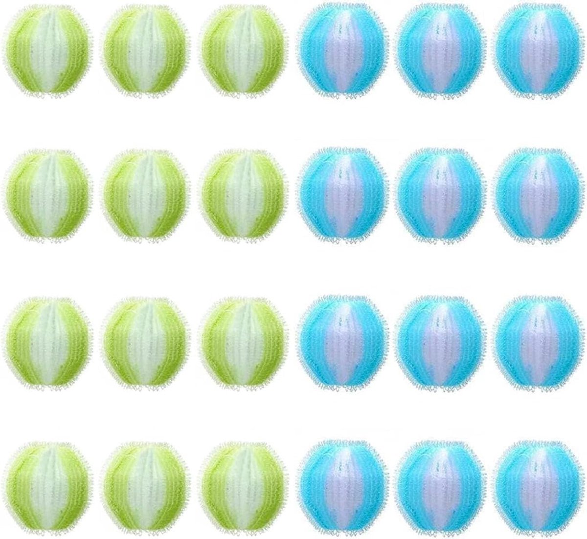 SnelShoppen - 24 Stuks Dierenhaarverwijderaar Wasmachine - Herbruikbare Pluisballen voor Dierenharen - Nylon - Geel en Blauw - Effectief en Praktisch