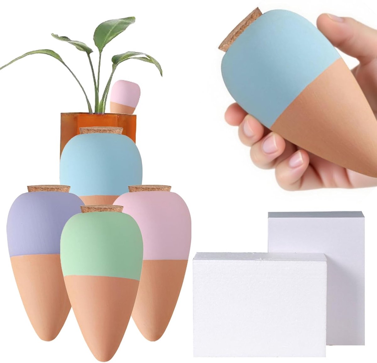 SnelShoppen - Irrigatie Kegels voor Planten - Set van 4 Druppelirrigatie Apparaten van Duurzaam Terracotta - Automatische Watergift voor Binnen en Bui