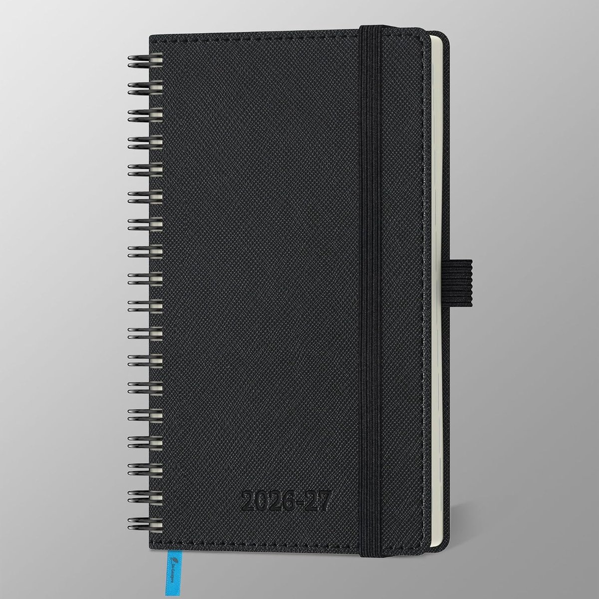 SnelShoppen - Agenda 2026 2027, Weekly Planner A6 met Spiral Binding, 18 Maanden, Zachte PU Leer, 80 GSM Papier, Zwart, Perfect voor Organisatie en Pl