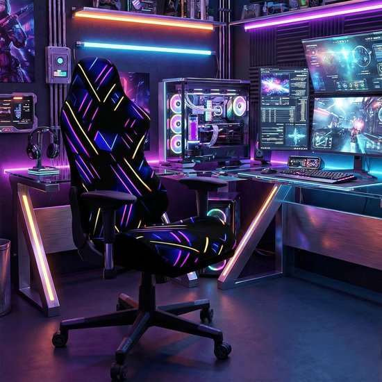 Verstelbare Gaming Stoel Cover - Wasbare Stretch Cover voor Computerstoel met Armleuningen en Rugleuning, Ideaal voor Thuis, Kantoor en Speelkamer — afbeelding 5