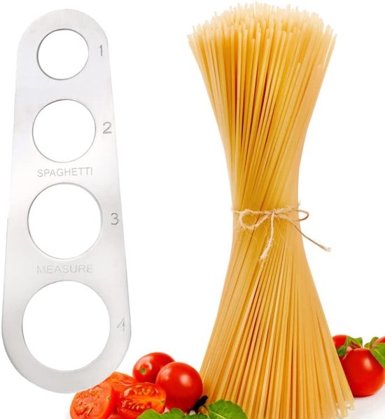 SnelShoppen - RVS Spaghetti Maatbeker, Spaghetti Portioner met 4 Maatopeningen, Duurzaam en Roestvrij, Keukenhulpmiddel voor Perfecte Porties Pasta van Snelshoppen — afbeelding 3