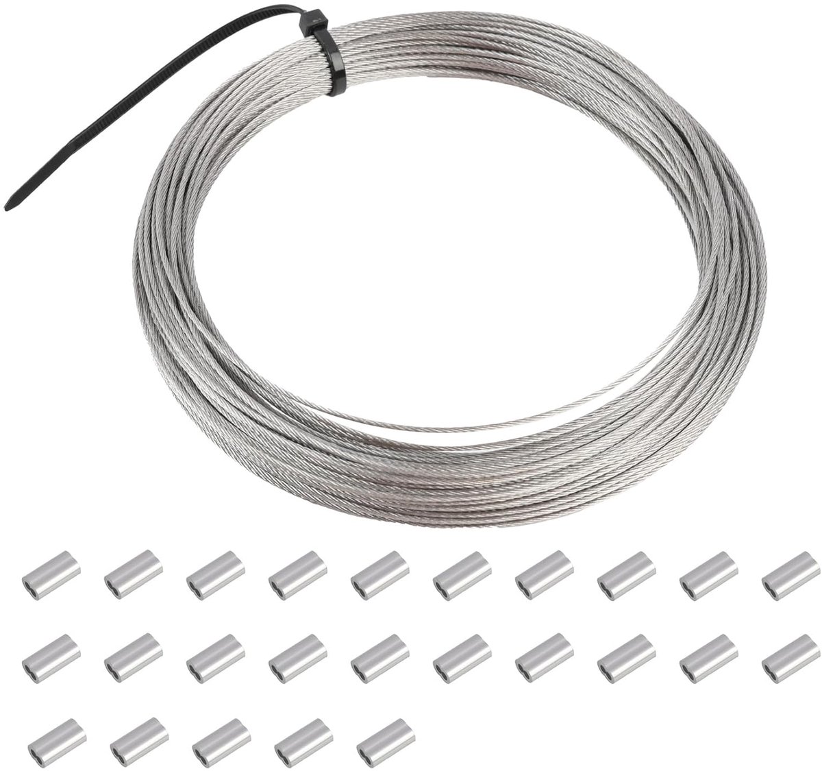 SnelShoppen - Rvs Draad Kabel 25 m 1 mm 7x7 Sterkte 304 Roestvrij Staal Kabel Voor Clothesline, Balkon, Tuin, Patio, DIY Projecten, Zonder Sheath
