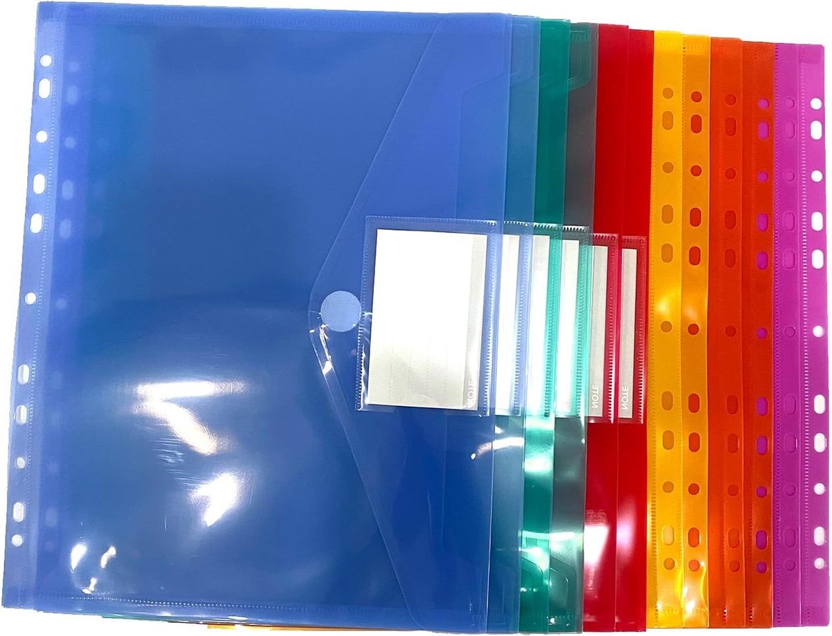 Waterdichte A4 Plastic Folders in 6 Kleuren, 11 Gaten, Ideaal voor Kantoor, School en Thuisgebruik