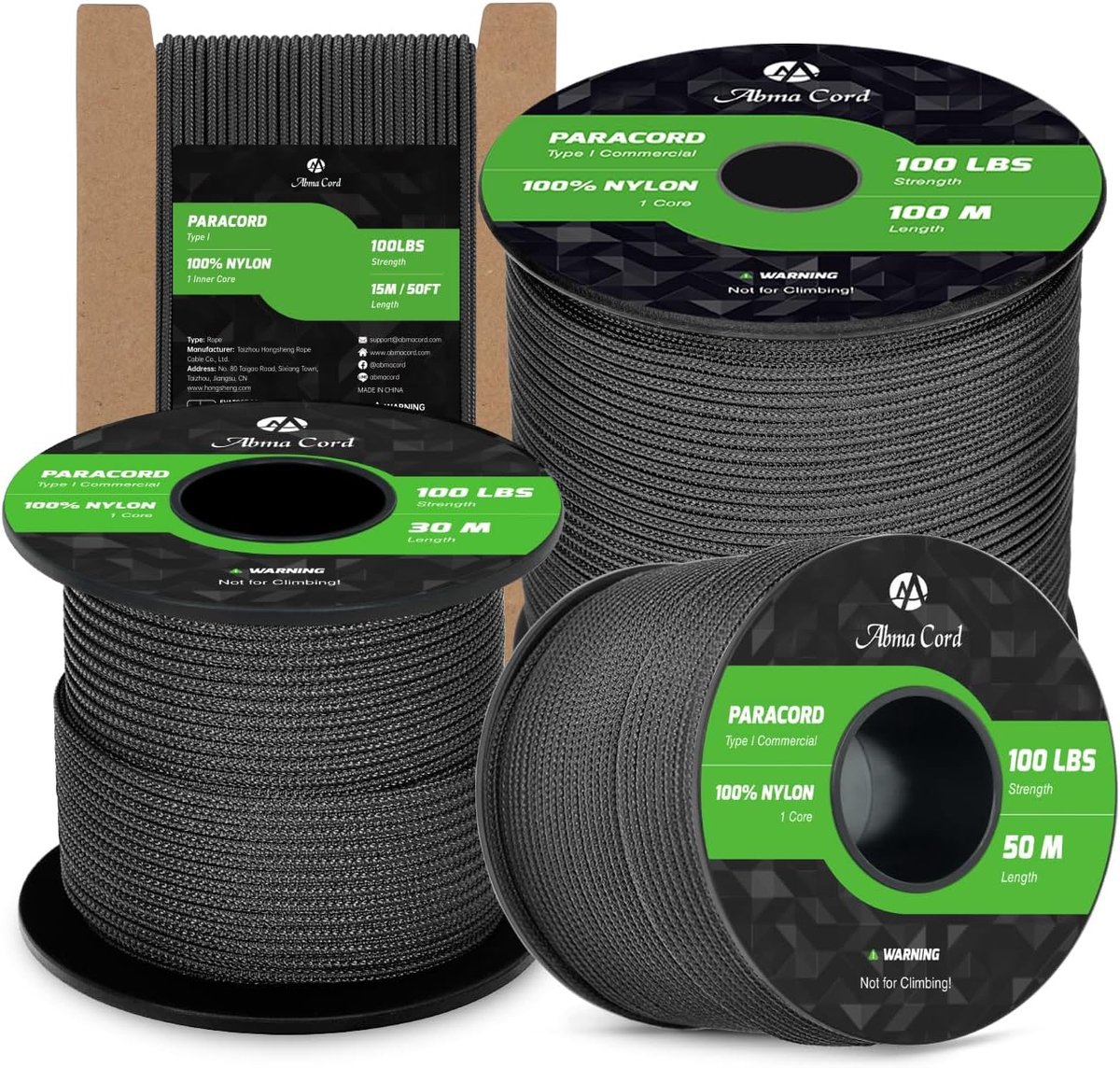 Nylon Paracord - Touwtje Koord - Knutselprojecten Outdoor - Type I 100lbs Sterkte - 15 Meter - Zwart