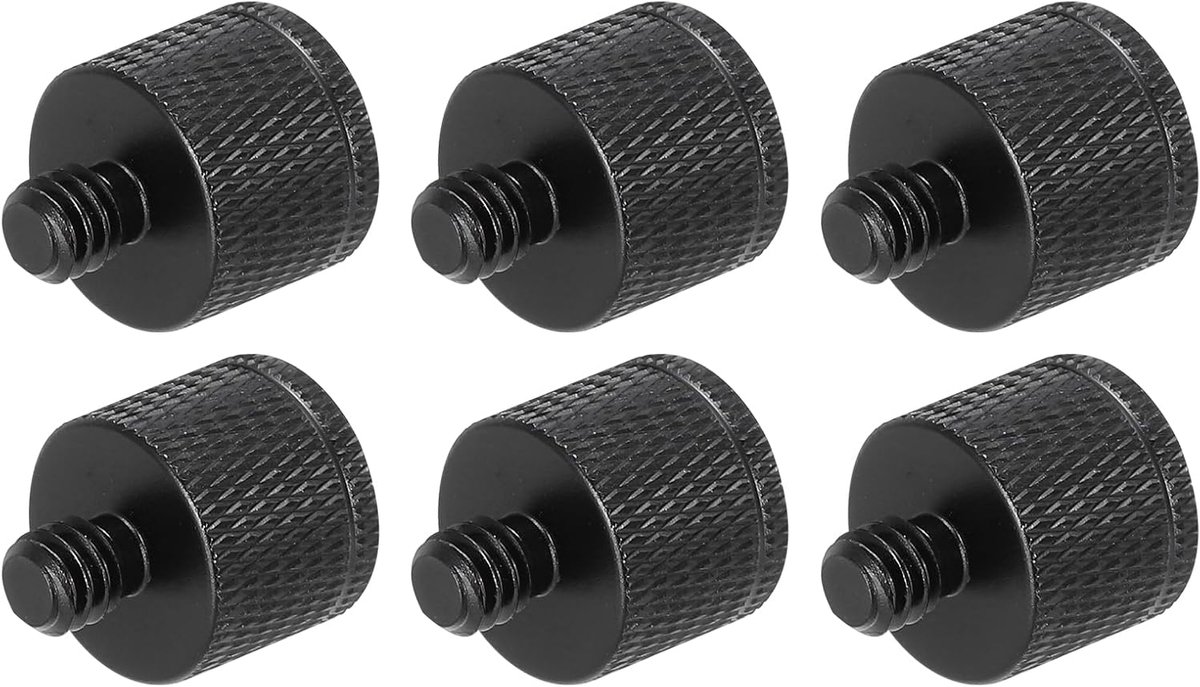 SnelShoppen - Microfoonstandaard Adapter Set 3 Stuks M6 Vrouwelijk Manelijk 1/4 Aluminium Legering Zwart voor Statief en Opname