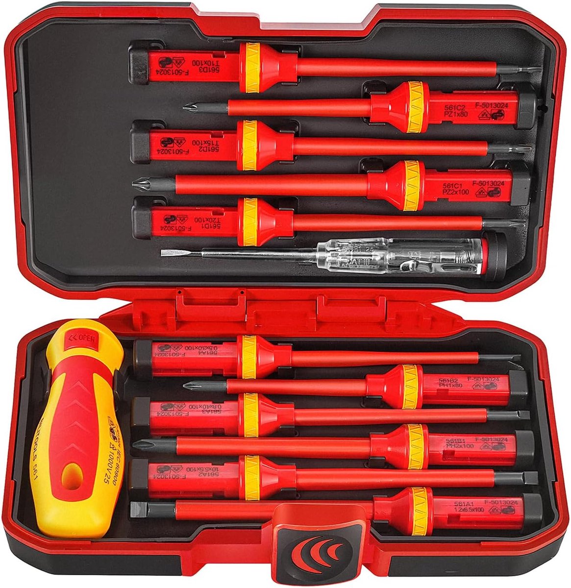 SnelShoppen - 13-delige Geïsoleerde Schroevendraaier Set - Elektrische Gereedschap Kit met 1000V Veiligheid, Magnetische CR-V Stalen Tips, Handvat voo