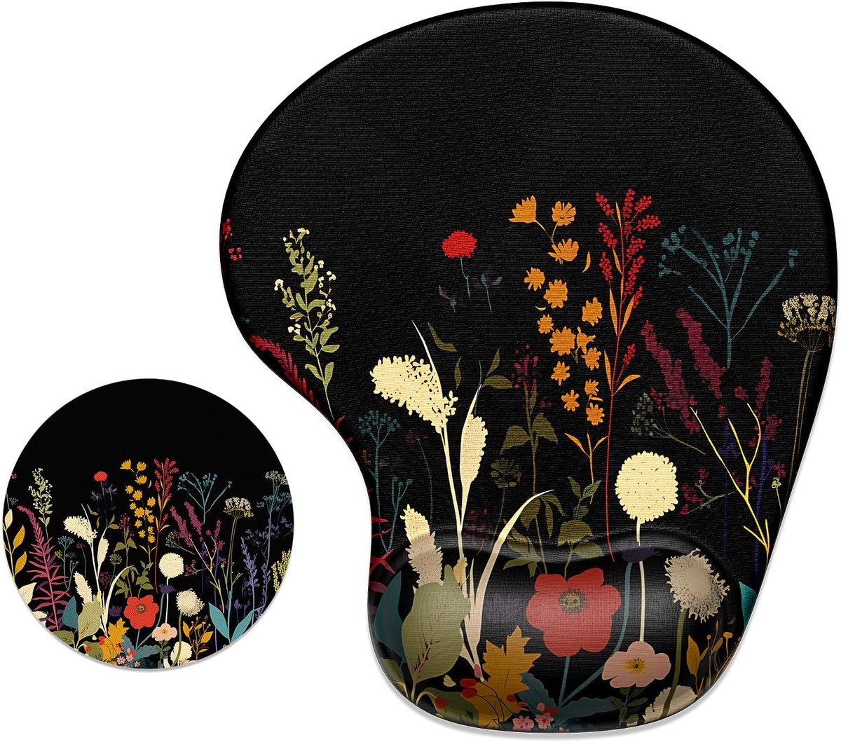 SnelShoppen - Ergonomische Muismat met Gel Polssteun, Comfortabele Desk Mouse Pad 24.5x21cm, Antislip PU Ondergrond, Mooi Bloemen Design voor Kantoor