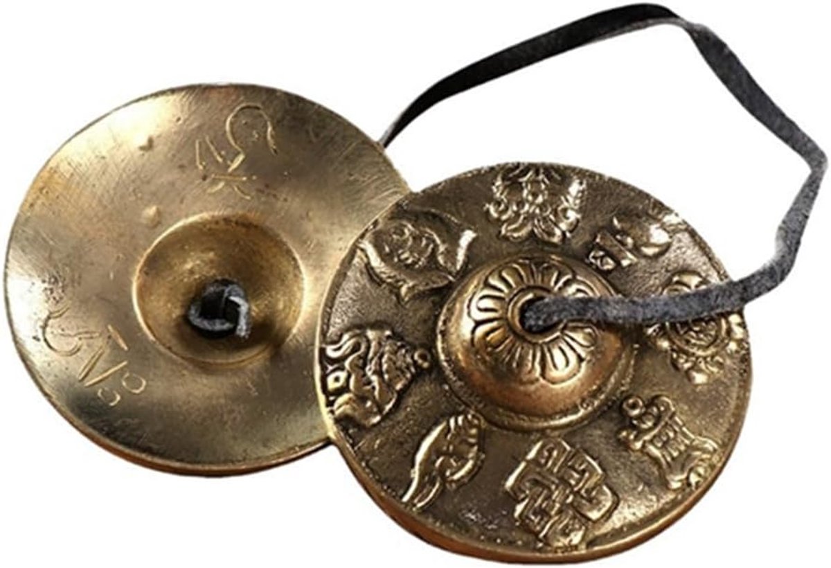 SnelShoppen - Meditatie Klok, Handgemaakte Nepalese Percussie Klok van Puur Koper voor Yoga en Meditatie, Geluksymbolen en Duurzaam Design