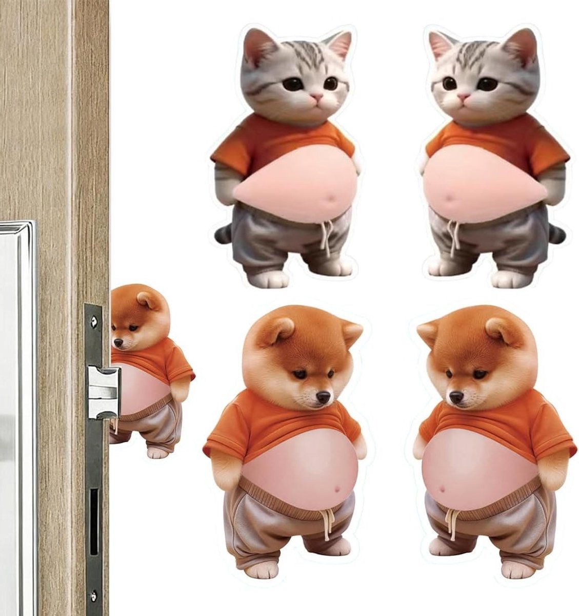 Muurbescherming deurstopper van rubber met antislip stickers in Shiba Inu-vorm, 4 stuks, 11 x 7 cm, ideaal voor deuren en mobiele telefoons