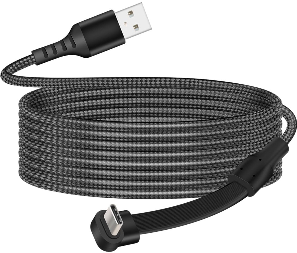 SnelShoppen - 90 Degree Flat USB C Oplader Kabel USB 2.0 Type C Snelle Oplading 60W voor Dataoverdracht (2m) - Ideaal voor Gaming en Streaming