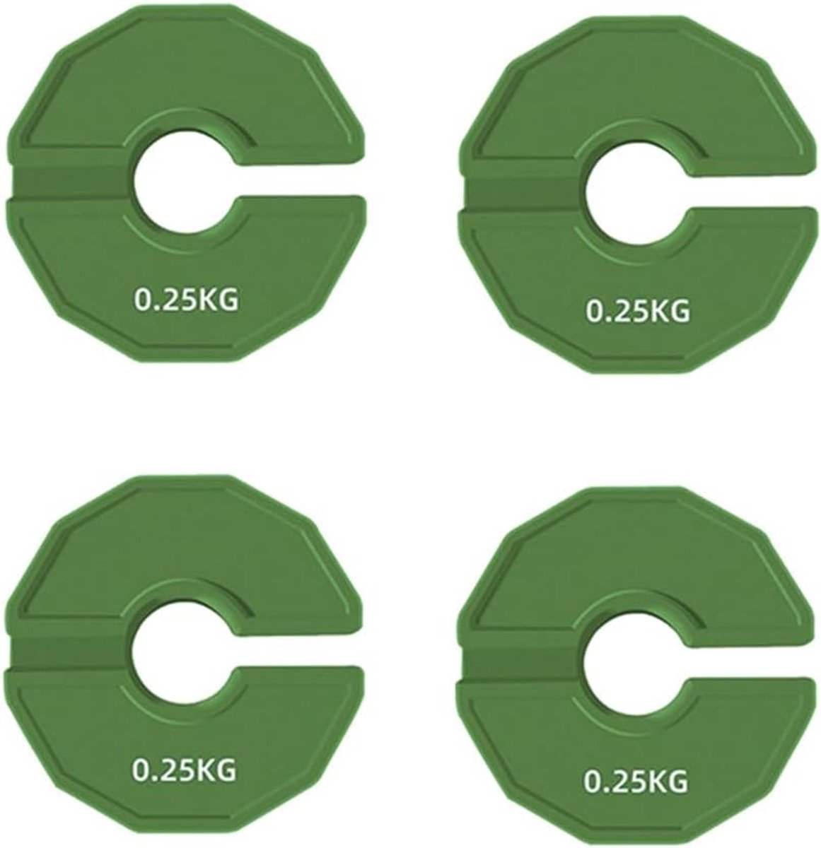 SnelShoppen - Fractionaire Gewichtsschijven Rubber 4-delig 0,25 kg Groen - Halters Kettlebells Training - Compact en Flexibel - Ideaal voor Thuis Gym