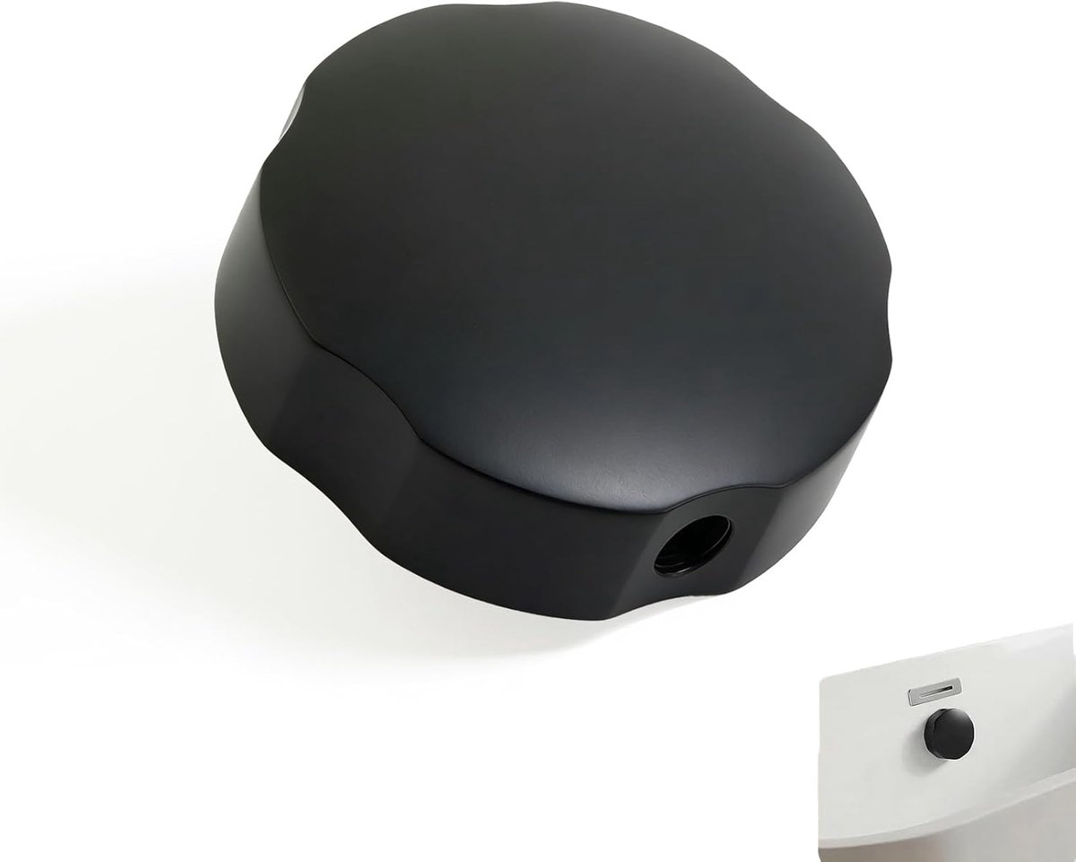 SnelShoppen - Badkuipdraaiknop Messing Zwart 74 mm - Voorkomt Overloop Water - Eenvoudig Te Installeren Badkameraccessoires Zonder Gereedschap