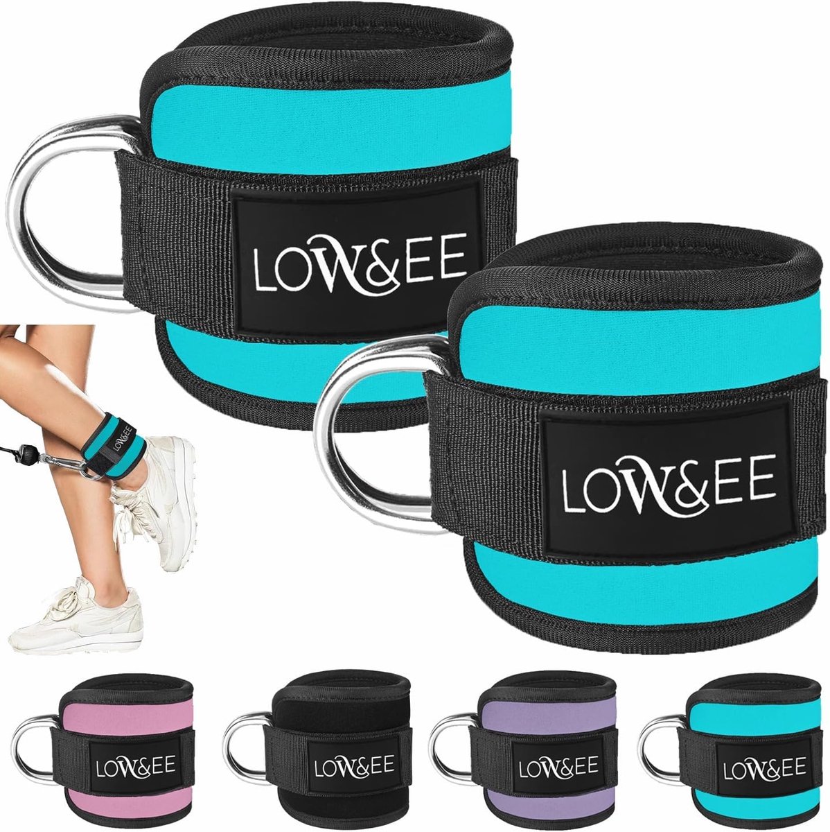 SnelShoppen - 2 x Ankle Pulleys Gym - Ankle Bandage Velcro voor Mannen en Vrouwen - Fitness Ankle Straps voor Kabelmachine - Gym Accessoires voor Effe