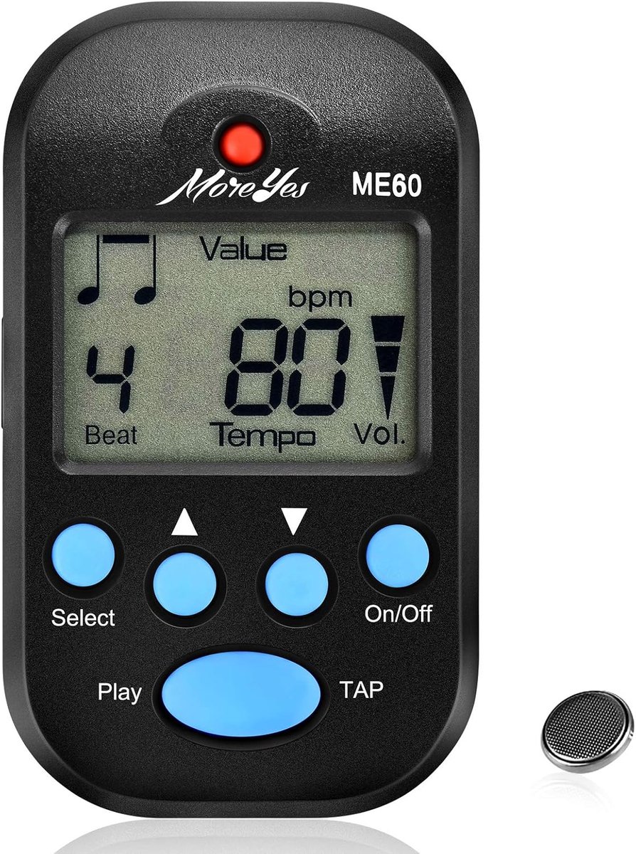 Thijox - Mini Digitale Metronoom met Luidspreker voor Saxofoon, Piano, Gitaar, Viool, Fluit en Drum - Multifunctioneel, Zwart, Compact en Handzaam