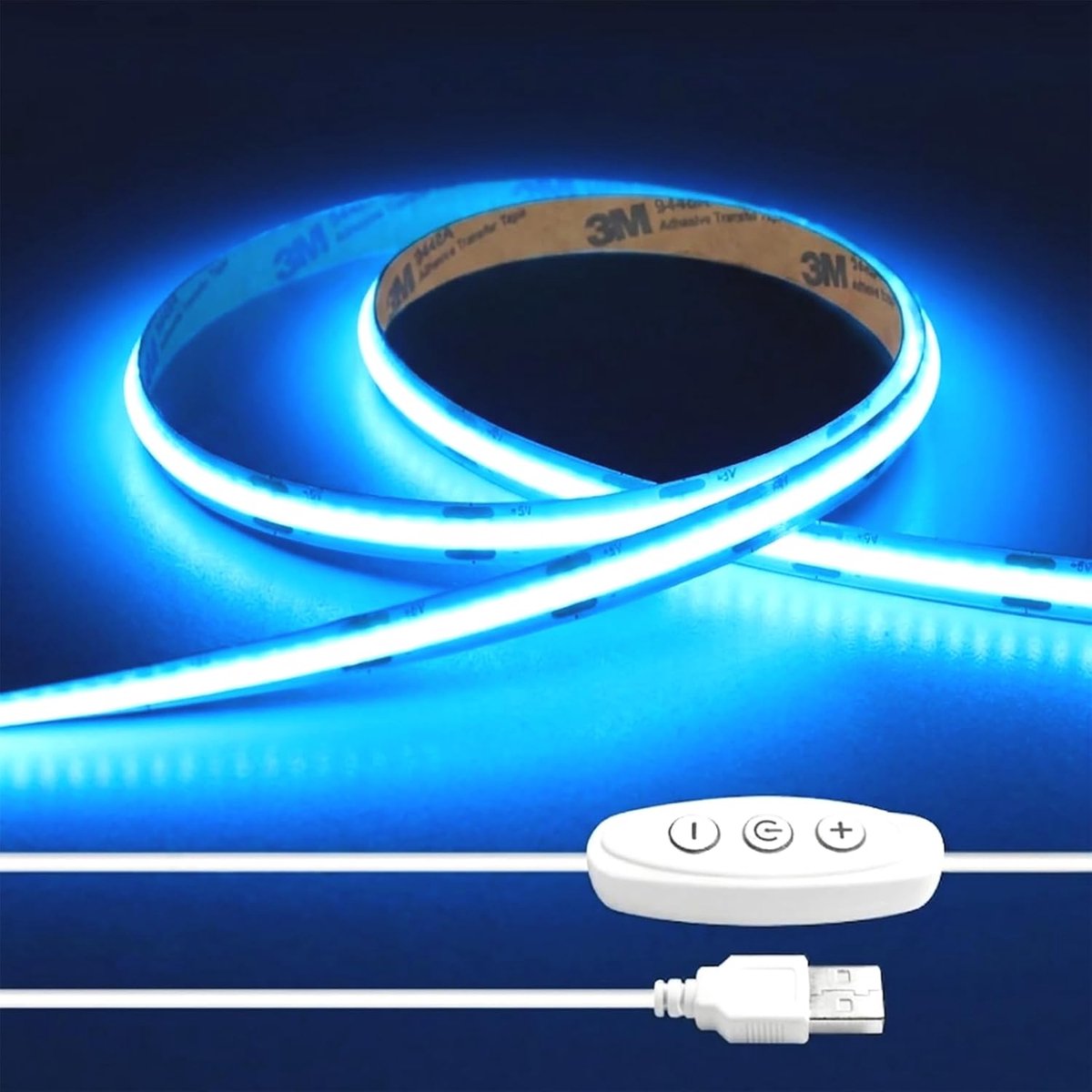 SnelShoppen - 2M Dimbare COB LED Strip Licht Blauw 6000K - Flexibele 8mm LED Strip voor TV, PC, Keuken, Slaapkamer, Decoratie, Binnen/Buiten - Verstel