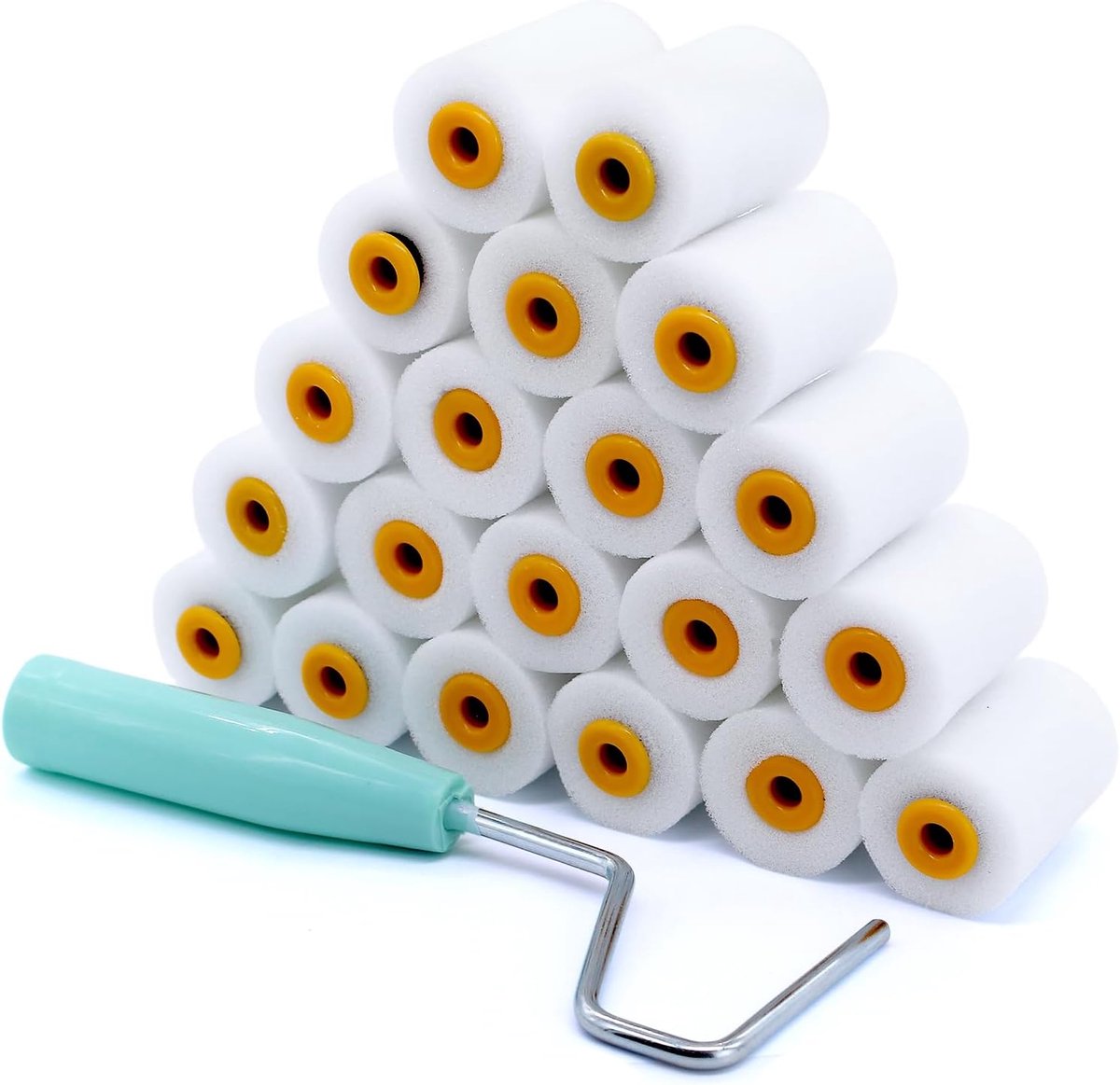 SnelShoppen - 20-delige Mini Verfroller Set met Schuimrollers 5cm en Verfroller Frame voor Efficiënte Meubelverf en Renovaties