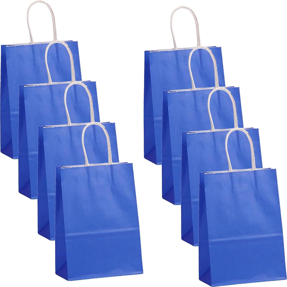 SnelShoppen - 30 Stuks Kleine Papieren Feesttassen met Handvatten - 15 x 8 x 21 cm - Koninklijk Blauw - Cadeautassen voor Feesten, Verjaardagen, Bruil