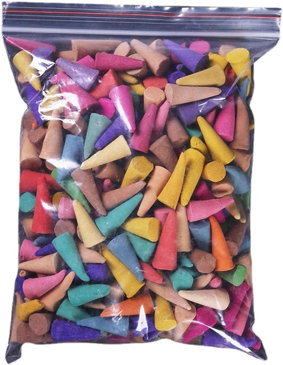 120 stuks backflow wierook kegels met 6 gemengde natuurlijke geuren voor ontspanning, meditatie en aromatherapie in huis, kantoor of yoga ruimte