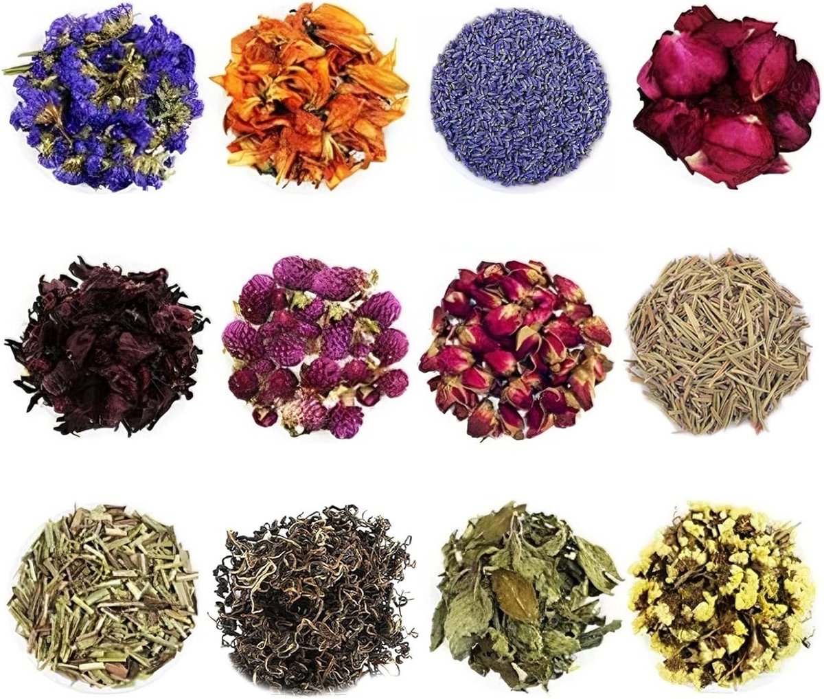 Mix van 12 soorten gedroogde bloemen voor kaarsen, zeep en bloemdecoratie - Natuurlijk en geperst