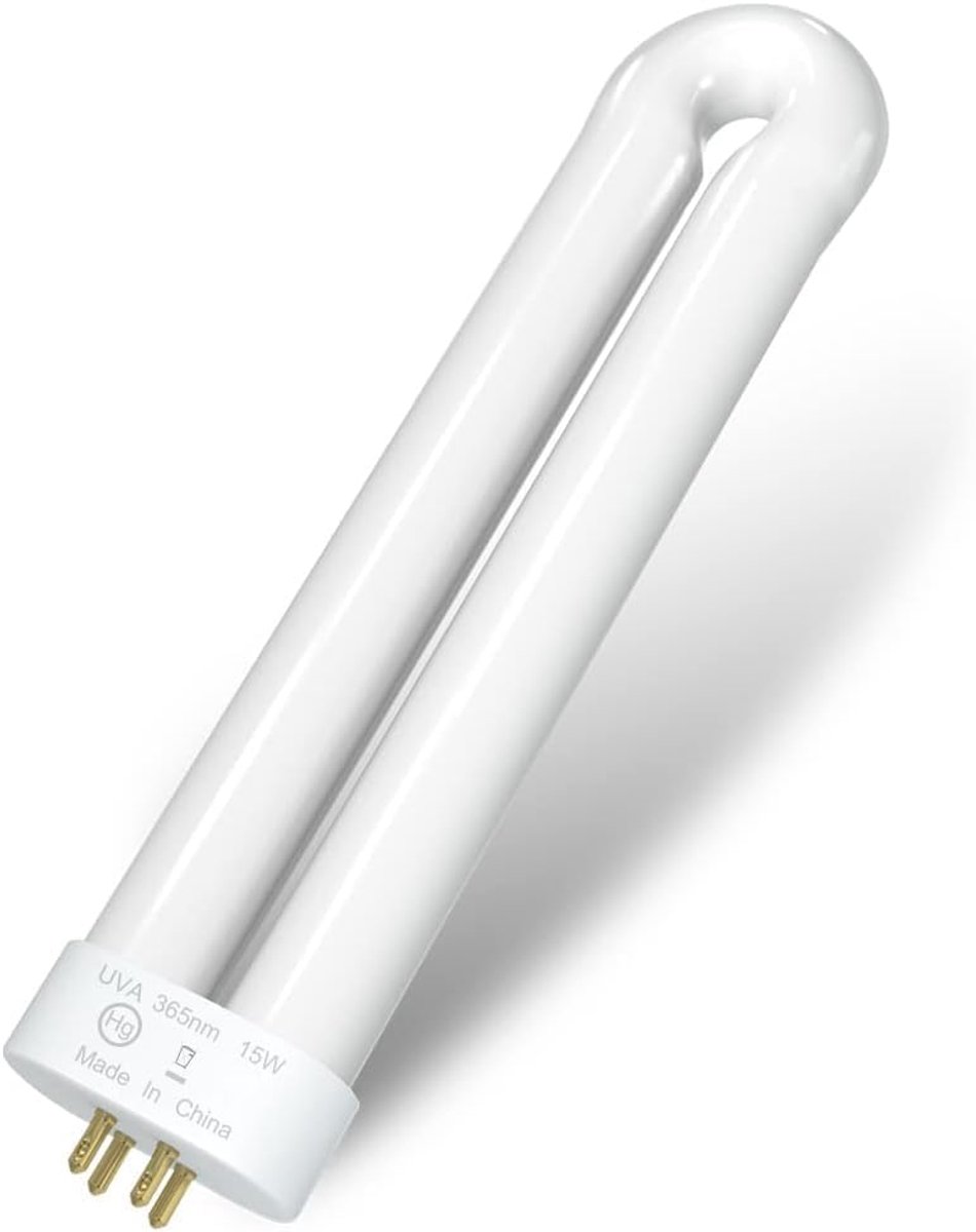 SnelShoppen - 15W UV Vervanglamp voor Insectenbestrijding, 4-pins U-vormige Spaarlamp, 19x4.8x2.2 cm, Ideaal voor Tuin en Buitengebruik, 6000 Uur Leve