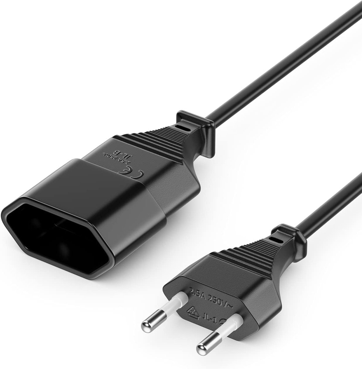 SnelShoppen - 3m Power Cable Extension Mains Cable Euro Plug Type-C voor TV PC Monitor Beamer Lamp Huishoudelijke Apparaten - Zwart