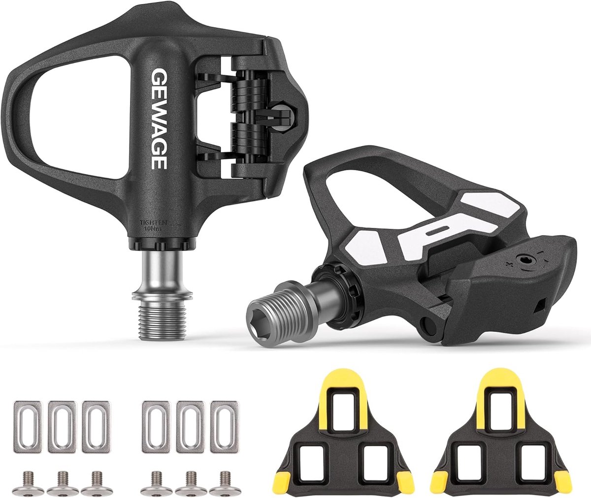 SnelShoppen - GEWAGE SPD-SL Klikpedalen voor Racefiets, Instelbare Spanning, Robuust Composiet, Breed Platform, Inclusief Cleats & Montagemateriaal, C