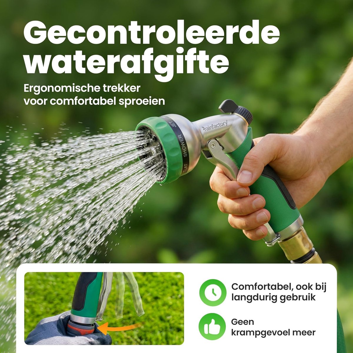 SnelShoppen - Tuinsproeier Metalen Tuinspuit - 7 Spray Modi - Tuinslang Sproeikop Met Verstelbare Waterdruk - Multifunctionele Tuinsproeier Voor Tuin,