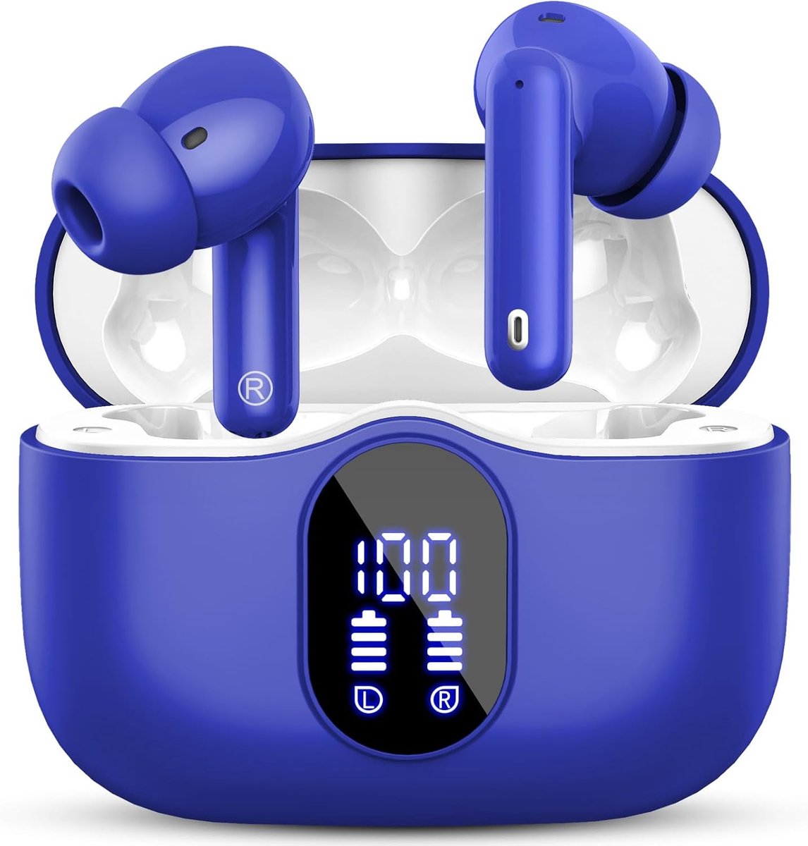 SnelShoppen - Draadloze Bluetooth 5.3 Koptelefoon met HD Microfoon, HiFi Stereo Geluid, LED Display, Actieve Geluidsisolatie, IP7 Waterdicht, 36Uur Ba