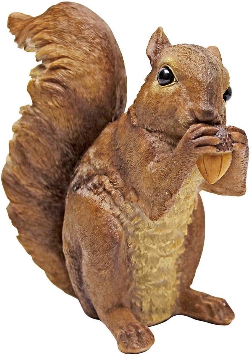 SnelShoppen - Squirrel Figurine Chomper - Handgemaakte Eekhoorn Beeld - Natuursteen en Designer Hars - Tuin Decoratie - Perfect voor Buiten en Binnen