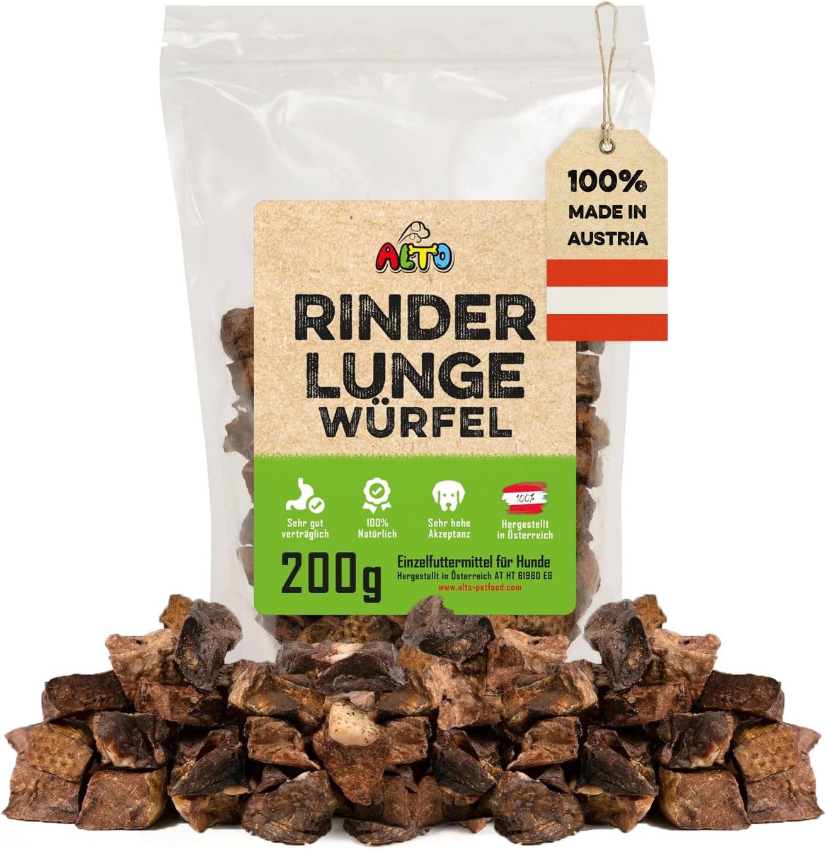 SnelShoppen - Premium Honden Training Treats - Gedroogde Runderlongen Blokken Klein 200g - Natuurlijke Honden Snacks Graanvrij - Ideaal voor Puppy Tra