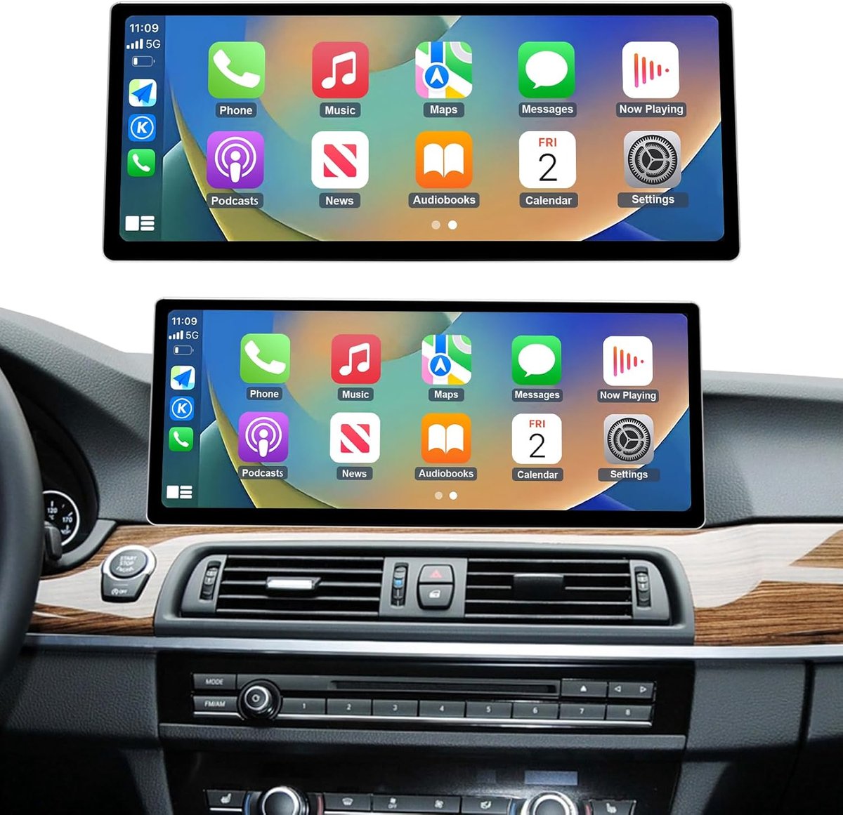 SnelShoppen - 12.3'' Auto Radio met Apple CarPlay, Android Auto, GPS Navigatie voor BMW 5 Serie F10/F11 (2012-2016), NBT Touch Screen, Geïntegreerde D