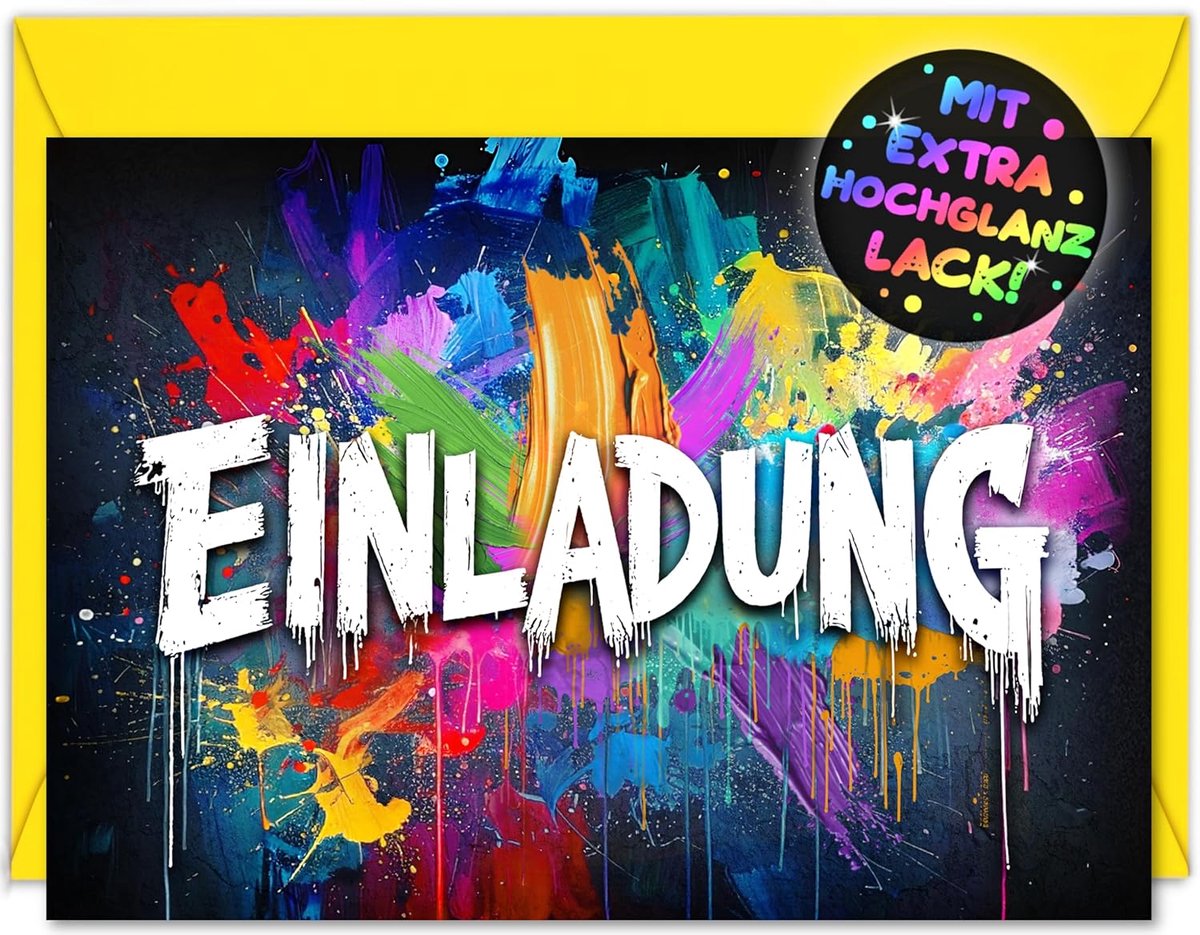 SnelShoppen - Graffiti uitnodigingskaarten voor jongens en meisjes, 12 x enveloppen, unieke party kaarten voor verjaardagsfeest, tuinfeest, zwembadfee
