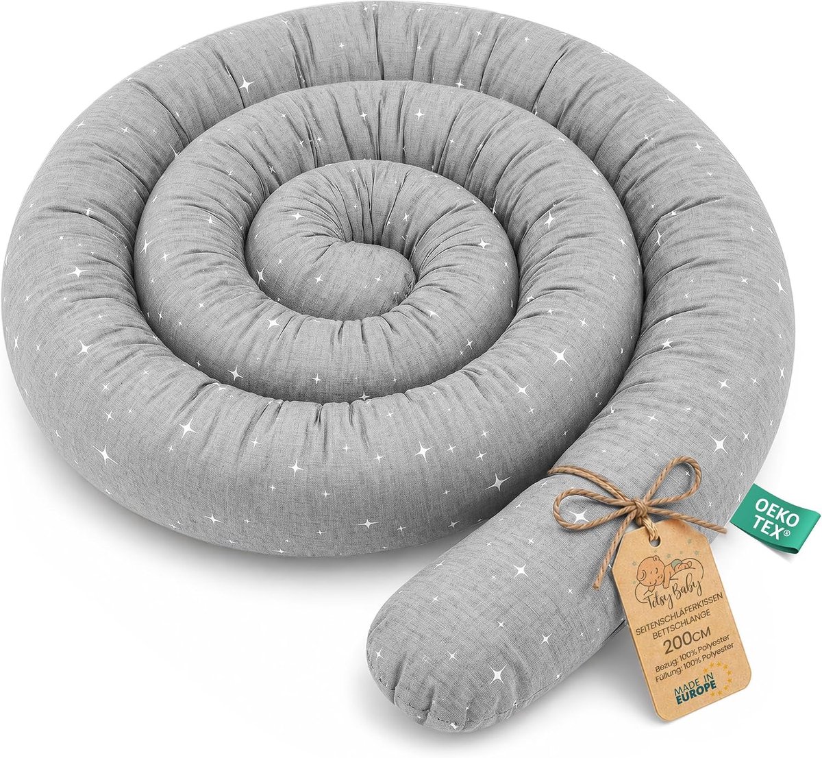 SnelShoppen - XXL Bed Snake 200 cm | Handgemaakte Galaxy Bedrol, Decoratieve Kussen, Zacht Nursing Pillow, Oeko-Tex Certificaat, Ideaal voor Kinderkam