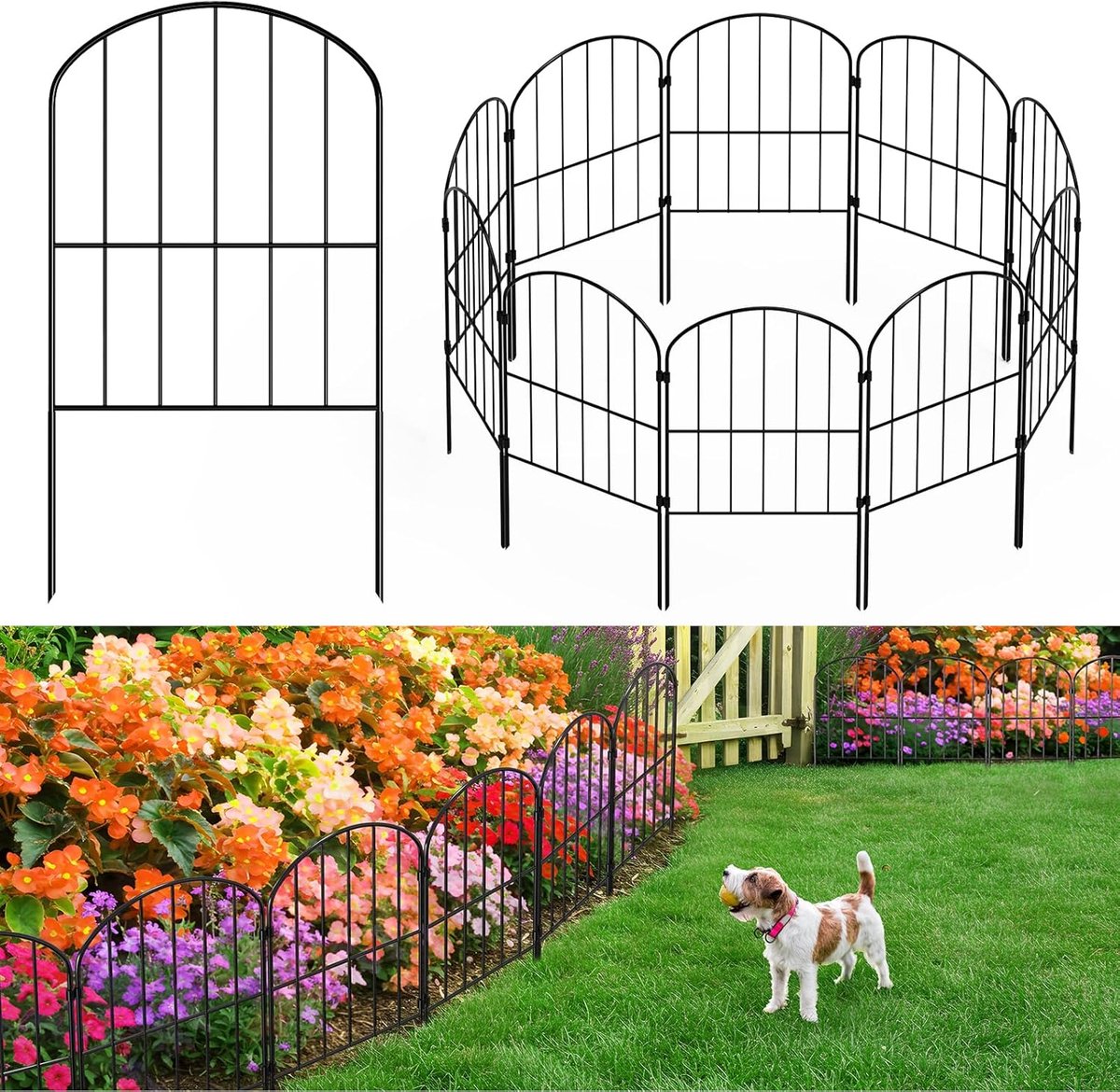 SnelShoppen - Decoratieve Tuinhek 25 Panels, RVS Draad, Dieren Barrière voor Honden, Bloemenborder voor Tuin Landschap, Patio Decoratie, Gebogen 8.2m(