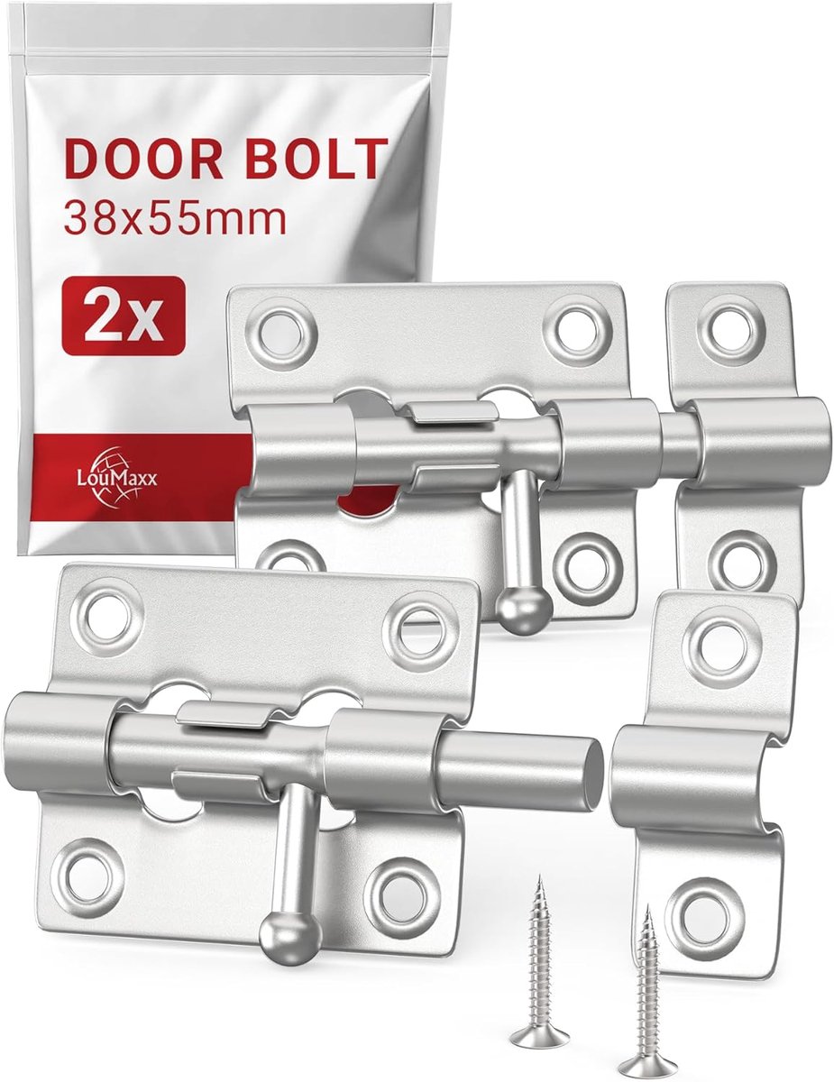 SnelShoppen - Set van 2 Deursloten 38 x 55 mm - Hoogwaardige Metalen Deursluitingen - Inclusief Schroeven - Ideaal voor Kasten, Badkamers, Tuindeuren