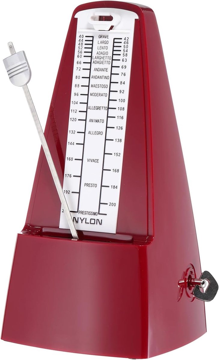 SnelShoppen - Mechanische Metronoom - Hoge Precisie Muziektimer voor Piano, Gitaar, Viool, Ukulele - Universele Metronoom in Rood voor Beginners en Ge