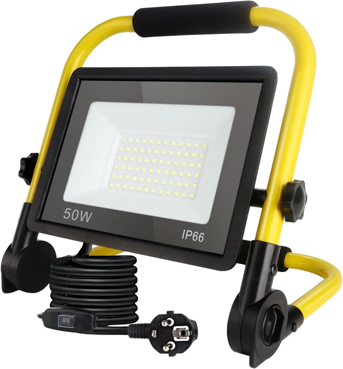 SnelShoppen - 50W LED Bouwlamp, Superheldere Werkverlichting 10800 Lumen, IP66 Waterdicht, 6000K Kleurtemperatuur, 3.5m Kabel met Schakelaar, Ideaal v