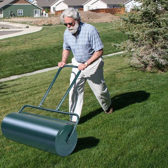 COSTWAY Graswals navulbaar met water of zand, 48 L, Ø 32 cm x 60 cm, Bodemwals met handgreep, Tuinwals metaal, Handwals Lawn Roller, Grasrol voor het egaliseren van grasvelden en tuinen, Groen — afbeelding 4