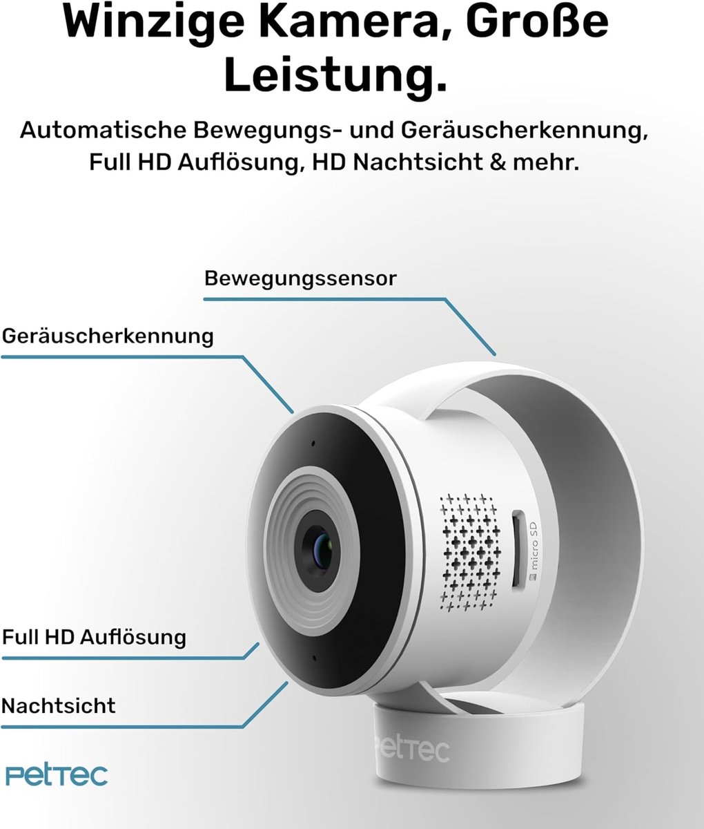 SnelShoppen - Draadloze Huisdier Beveiligingscamera met App, Bewegingssensor, Zoom, Spreker, Microfoon, Nachtzicht, Full HD Wifi Camera voor Huisdierb