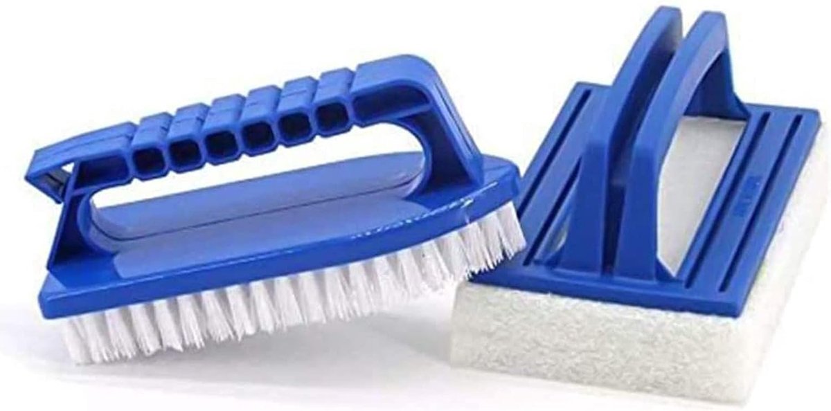 SnelShoppen - Pool Sponge Brush Set - 2 Stuks Pool Reinigingsborstel met Handvat - Professionele Hand Scrubber voor Spa, Klein Zwembad, Badkuipen en T