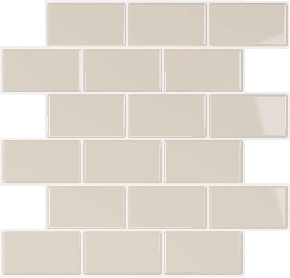 SnelShoppen - Beige Tegel Stickers - 3D Zelfklevende Tegels voor Keuken en Badkamer - Waterdicht Rectangular Maat 30.5 cm x 30.5 cm - Set van 6