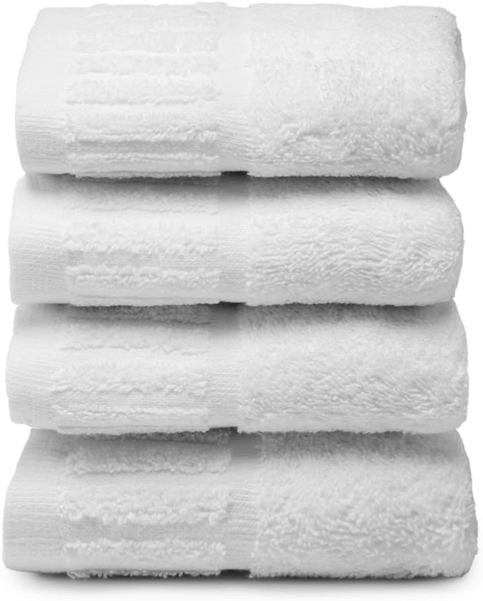 SnelShoppen - 4 x Luxe Bidet of Gezichtsdoeken, Grote Witte Badhanddoeken, 100% Egyptisch Katoen, 30 x 50 cm, Hotelkwaliteit voor Thuisgebruik