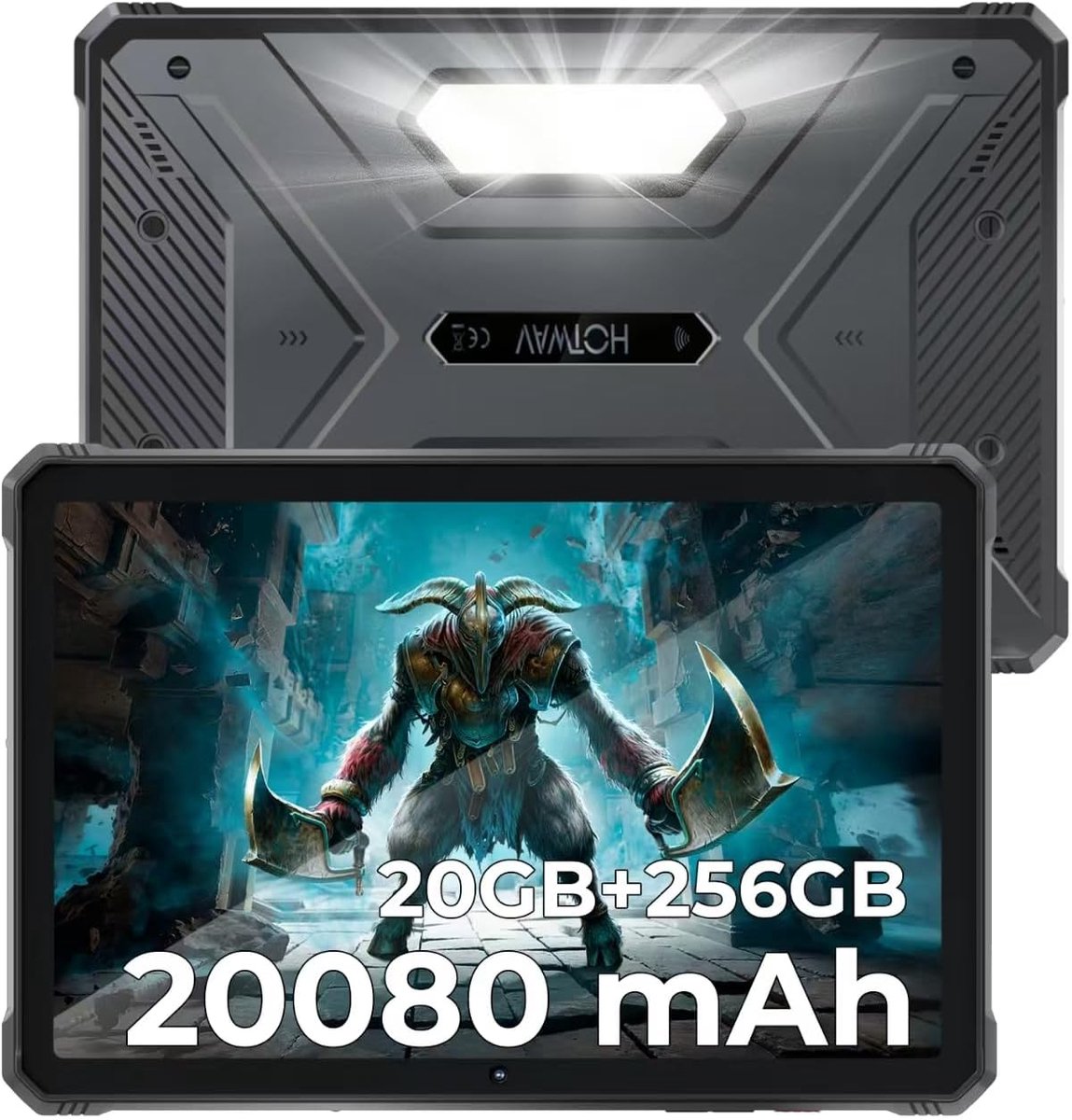 SnelShoppen - Outdoor Tablet 11 Inch met 20080 mAh Batterij, 20 GB RAM, 256 GB ROM, IP68 Waterdicht, 4G LTE, 5G WiFi, GPS, Perfect voor Camping en Avo