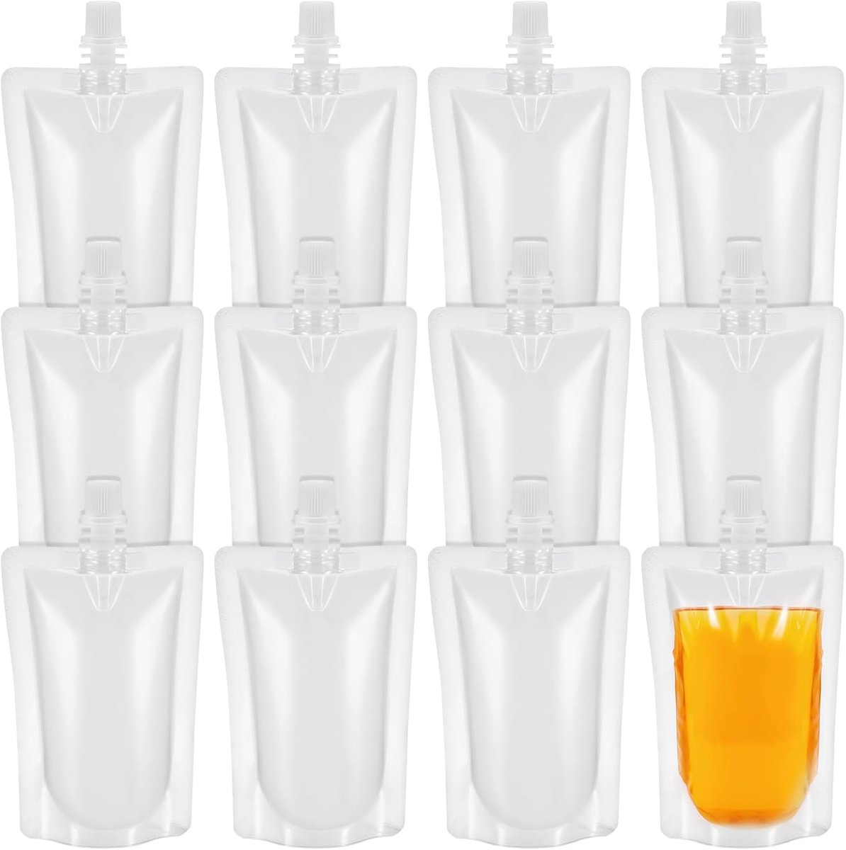 SnelShoppen - 50 Stuks Plastic Reisflessen 100ml - Herbruikbare Drinkzakken voor Sap, Water en Dranken - Ideaal voor Reizen, Buitenactiviteiten, Conce