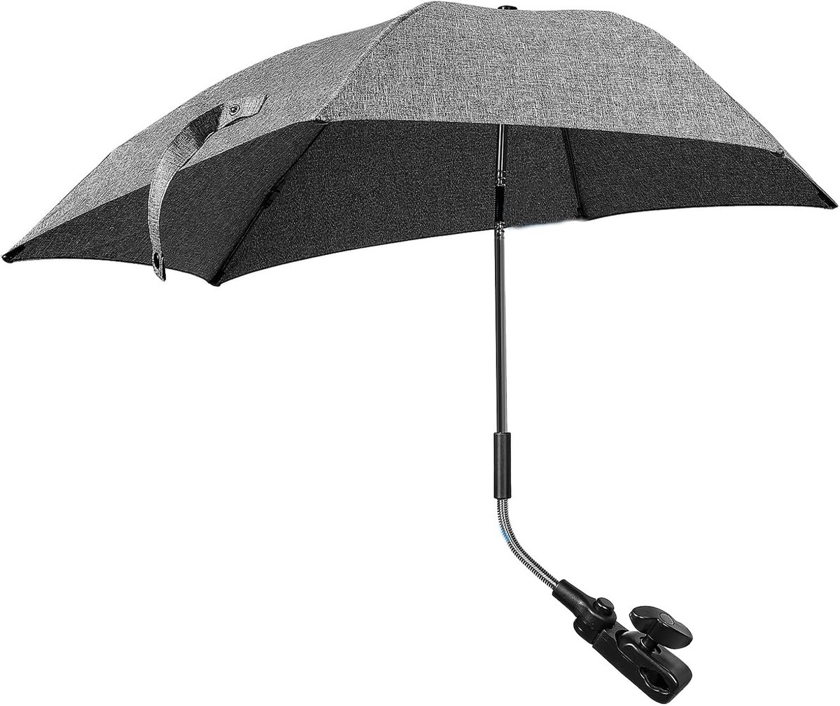 SnelShoppen - UPF 50+ zonnescherm kinderwagen en buggy, 78 cm diameter, verstelbare paraplu met UV-bescherming voor ronde en ovale buizen, ideaal voor