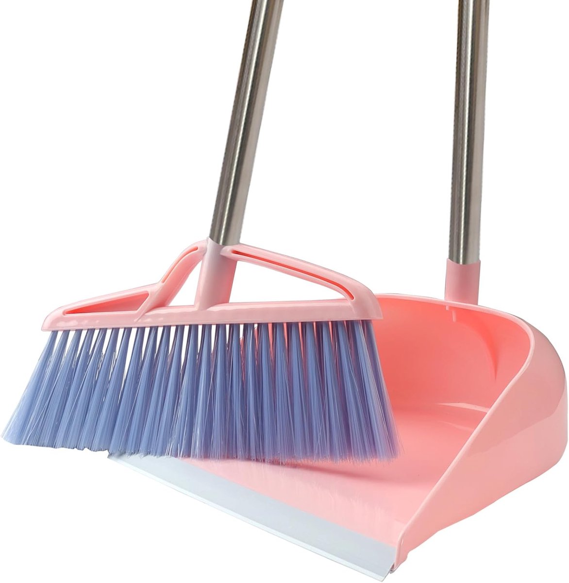 SnelShoppen - Broom Dustpan Set Windproof - Lichtgewicht Broom Kit met Lange Handgreep - Roze - Ideaal voor Huishoudelijke Schoonmaak, Keuken en Kanto
