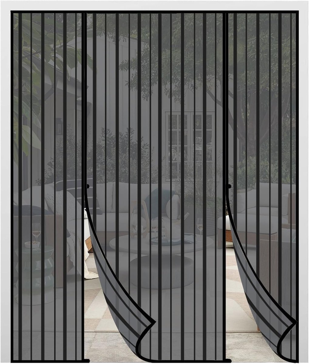 SnelShoppen - Vliegenraam Magnetisch 158 x 206 cm - Insectenbescherming voor Dubbele Deur - Geen Boren Nodig - Duurzaam en Scheurbestendig - Ideaal vo